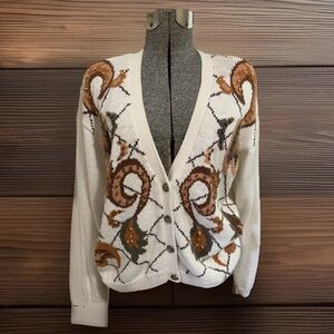 Vintage Ivory Sweater Size Medium Abstract Knit By Milano Design Group